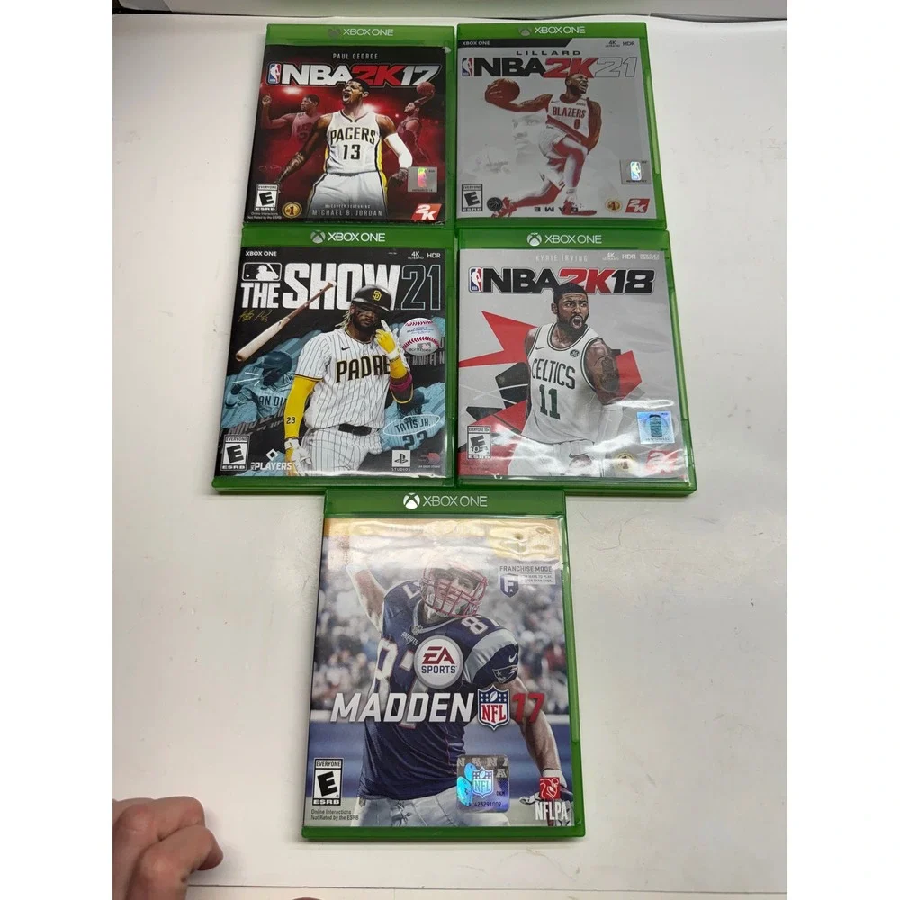 Xbox One Sports Game Lot NBA 2K17 2K18 2K21 MLB The Show 21 Madden 17 Bundle